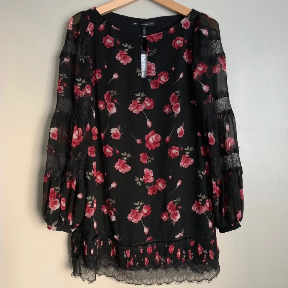 WHBM Medley Lace Trim Blouse